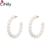 CiNily Delcate Ocean Pearl Gold Women Party Jewelry Hoop Summer Earrings Wedding Party Birthday Gift FH8917