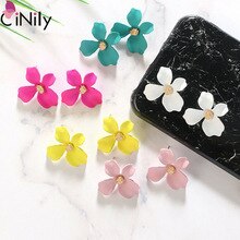 CiNily Delicate 5 Color Flower Fashion For Women Girls Jewelry Stud Earrings Wedding Party Birthday Gift FH8895