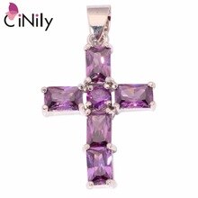 CiNily Multicolor Cubic Zirconia Silver Plated Wholesale Hot Sell Cross for Women Jewelry Party Gift  Pendant 1 1/4" OD6552-57