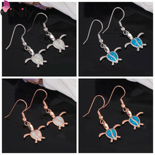 CiNily White Blue Fire Opal Silver & Rose Gold Tortoise For Women Party Gift Jewelry Dangle Earrings OH4717-20