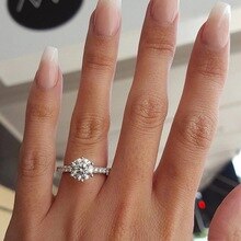 Classic Engagement Ring 6 Claws Design AAA White Cubic Zircon Female Women Wedding Band CZ Rings Jewelry