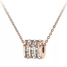 Classic Women Cubic Zirconia Circle Choker Necklaces With Pave Setting Rhinestones Rose Gold Stainless Steel Female Jewelry