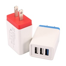 Color Edge Charger 3 Usb Candy Mobile Phone Charger Smart Tablet Universal Mobile Phone Travel Charger