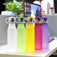 Colorful Sports Water Bottle Frosted Water Cup Outdoor Plastic Bottles Shaker Outdoor Travel Portable Leakproof Kettle Drinkware