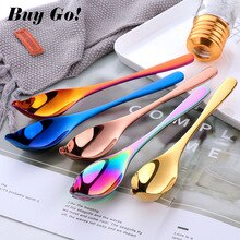 Colorful Stainless Steel Saucier Spoon Pointed Waterdrop Dressing Sauce Oil Spoon Ice Cream Cake DIY Bakeware Cake Spoons Tools