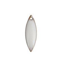 Copper Enamelled Sequins Charms Marquise Unplated White Enamel 16mm( 5/8") x 5mm( 2/8"), 10 PCs