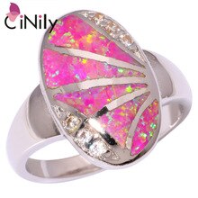 Created Pink Fire Opal Cubic Zirconia Silver Plated Ring Wholesale Retail Fashion for Women Jewelry Ring Size 7 8 9 OJ8925