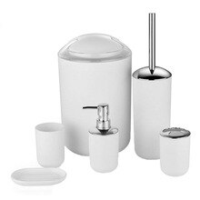Creative European Plastic Bathroom 6Pcs Set Toiletries Set Bathroom Hotel Household Trash Can Toothbrush Cup Supplies