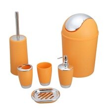 Creative Trash Can Hotel Household Goods Frosted Surface Plastic Bathroom 6Pcs Set Wash Bathroom Toiletries
