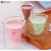 Creative bar double glass cup Beer mug High quality glass Skull personality Wine glass Party fruit juice champagne glasses