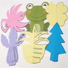 DIY Educational Kingergarden Art Craft Kids Cartoon Color Paper Folding Cutting Toys Animal Fruit Cognition Children Creative