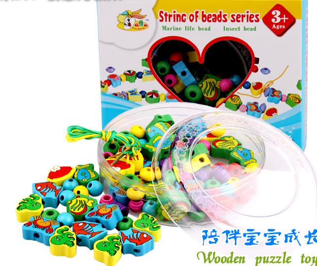 Exempt postage, Wooden toy,learning and education of baby toys,Marine biology and insect bead 2 or more,strings of beads series