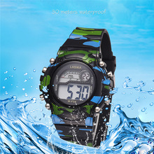 DUOBLA childrens watches for Boys Plastic Camouflage Waterproof Sports Black Electronic Children's Multi-Function Watches kids