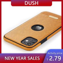 DUSH Leather Fitted Case For iPhone 11/11Pro XS XR XS Max 8 7 Plus Protection Back Cover Shockproof Bumper TPU Phone Cases