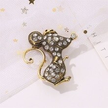 Doreen Box Vintage Gold/Silver Mouse Animal Brooches Women Men Coat Rhinestone Accessories Hat Pins 2020 Mouse New Year Jewelry