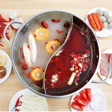 Double Hot Pot Multifunctional Stainless Steel Double Hot Pot Cookware Non-Stick Cooking Pots With Glass Lid For Home Restaurant