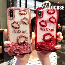 Dynamic Liquid KISS ME 3D Quicksand Case For iPhone X XS MAX XR 11 Pro Max 6 6s 7 8 Plus Samsung S8 S9 S10e Plus Note 8 9 10 Pro