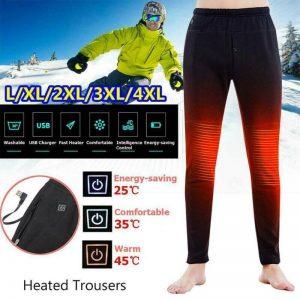 Electric Heated Trousers Women Men Winter Outdoor Hiking Skiing Heating Trousers Slim USB Charging Heated Pants