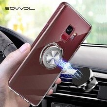 Eqvvol Metal Magnetic Ring Case For Samsung Galaxy S10 S9 S8 Plus S10E Note 8 9 Transparent TPU Case For Galaxy A7 A9 M20 Cover