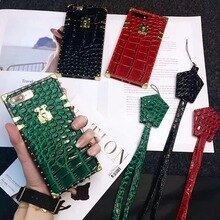European luxury Alligator Vintage Case For iPhone 6 6S 8 7 Plus Phone Fashion Square Leather Cover For iPhone XR XS Max 11 Pro