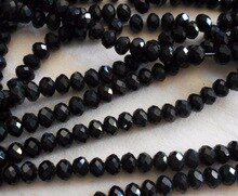 FLTMRH Black Color 3*4mm 145pcs Rondelle Austria faceted Crystal Glass Beads Loose Spacer Round Beads for Jewelry Making