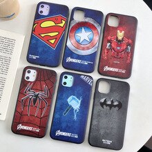 Fashion Embossed Captain America Iron Man Heroes Case For iPhone X 11 Pro XS Max XR 6S 7 8 Plus Cover fundas