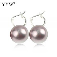 Fashion Pink South Sea Shell Earring Women'S Earrings Clip Round Drop Pink Aretes 14x33mm Pendientes Clips Earrings Brinco