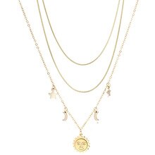Fashion Three Layer Charms Necklaces For Women Stainless Steel Gold Color Bohemian Jewelry Necklace Jewelry Wholesale