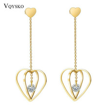 Fashion Valentine Gift Drop Earring 2019 Brincos Female Korean AAA ZC Romantic Love Heart Long Earring For Women Girlfriend