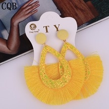 Fashion jewelry fringe earrings yellow fashion tassel sequins ladies earrings 2019 bohemian style geometric personality party