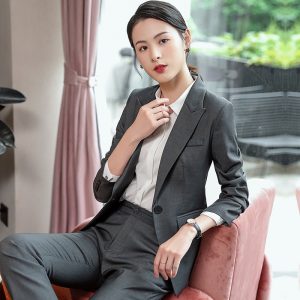 Female Elegant Business Uniform 2 Piece Set Pant Suits for Ladies Women's Business office Work Wear Blazers Trouser Sets Jacket