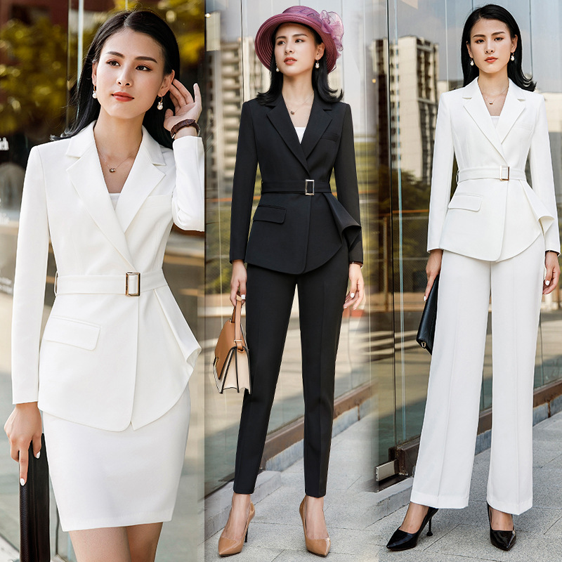 Female Elegant Formal Office Work Pant Suits 2 Pieces Set for Women's Suit Set Blazer and Trouser Pant Business Uniform Clothing