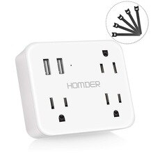 Flat Multi Outlet Wall Plug Extender Power Strip with 5 Ports Non Surge Protection Travel Outlet Adapter for Home Cruise Line