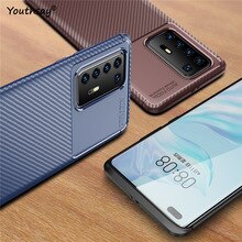For Huawei P40 Pro Case Carbon Fiber Fundas Rubber Soft Silicone Protective Phone Case For Huawei P40 Pro Cover For Huawei P40