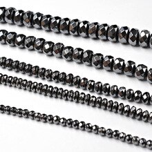 Free Shipping Natural Wide Flat Beads Black Hematite Beads 4/5/6/8/10 MM Chain Select Size Jewelry Make DIY Bracelet Necklace