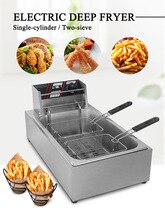 Fryer Machine 12L Oil Cylinder Electric Deep Fryer Pan French Fries Frying Two Basket Chicken Fries Food Kitchen Frying