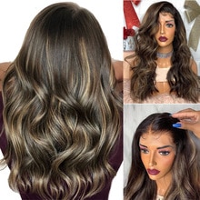 Full Lace Human Hair Wigs Highlights Color Brazilian Remy Natural Wave Hair For Women Bleached Konts Glueless Wig with Baby Hair