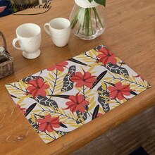 Fuwatacchi Table Mat Pastoral Sunflower Rectangle Cotton Placemats for Dining Table Nordic Kitchen Accessories Tea Party Linen