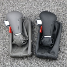Gear Shift Knob Gaitor Boot Cover Leather Leather Gaiter Boot Gray Black AT LHD Only For Audi A3 A6 S6 Q7 2005-2012