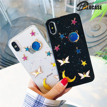 Glitter Bling Moon Star Epoxy Phone Case For iPhone XS XR XS Max 6 6S 7 8 Plus X Transparent Soft TPU Phone Back Cover Capa Gift