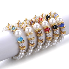 Gold beautiful romantic bracelet White Pearl Crystal Rhinestone Beaded Bracelets Exquisite imitation pearl beads jewelry making