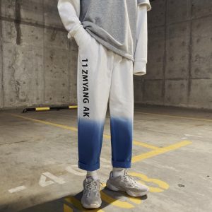 Gradient Casual Pants Men's Fashion Letter Printing Joggers Pants Men Streetwear Wild Loose Hip Hop Trousers Mens M-5XL
