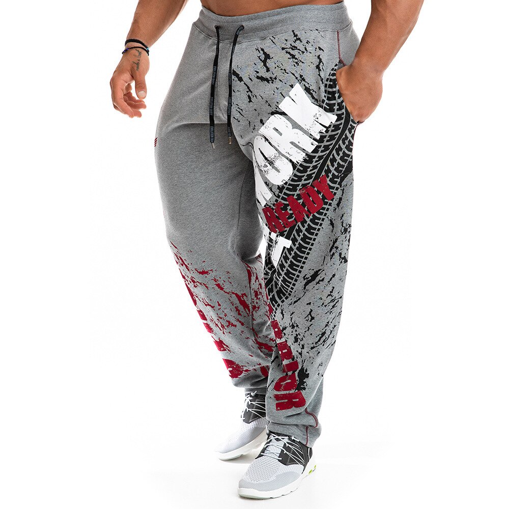 Gray Print Loose Casual Pants Men Joggers Sweatpants Cotton Track Pants Gym Fitness Workout Trousers 2020 Spring Male Sportswear