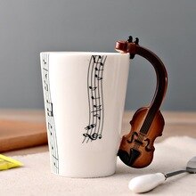 Guitar Ceramic Mug Cup Personality Music Note Milk Juice Lemon Mug Coffee Tea Hot Drinking Cup Home Office Drinkware