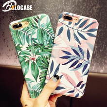 HALOCASE  Fashion Art Leaf Cute Phone Case for iPhone 7 6 6s 8 Plus Frosted Hard Bags for iPhone X XS Max XR Back Case Cover