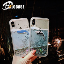 HALOCASE Quicksand shell phone case for iPhone X XS XR XS MAX Fashion Shiny cute whale for iPhone 6 6S plus 7 8 plus Funda