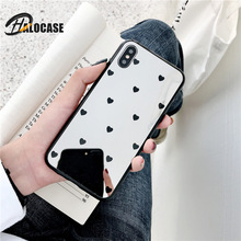 HALOCASE Tempered glass mirror phone case for iphone X XS XR XS MAX Checkered diamond love case for iPhone 6 6S 7 8 plus FUNAD
