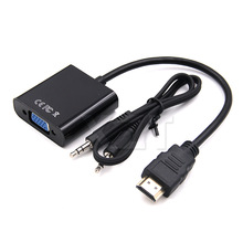 HDMI VGA Video adaptor HDTV CRT Monitor TV for XBOX 360 PS3 HDMI to VGA 3.5mm plug Audio Cable Adapter Converter