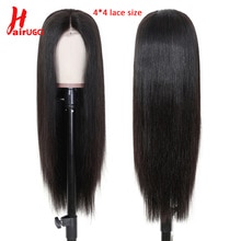 HairUGo 4 * 4 Brazilian Lace Closure Wig 100% Human Hair Wigs For Black Women Non-Remy Hair Lace Straight Wigs With Baby Hair