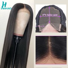 HairUGo 4x4 Lace Closure Wigs Straight Human Hair Wigs Peruvian Remy Hair Pre Plucked Hairline With Baby Hair For Black Women